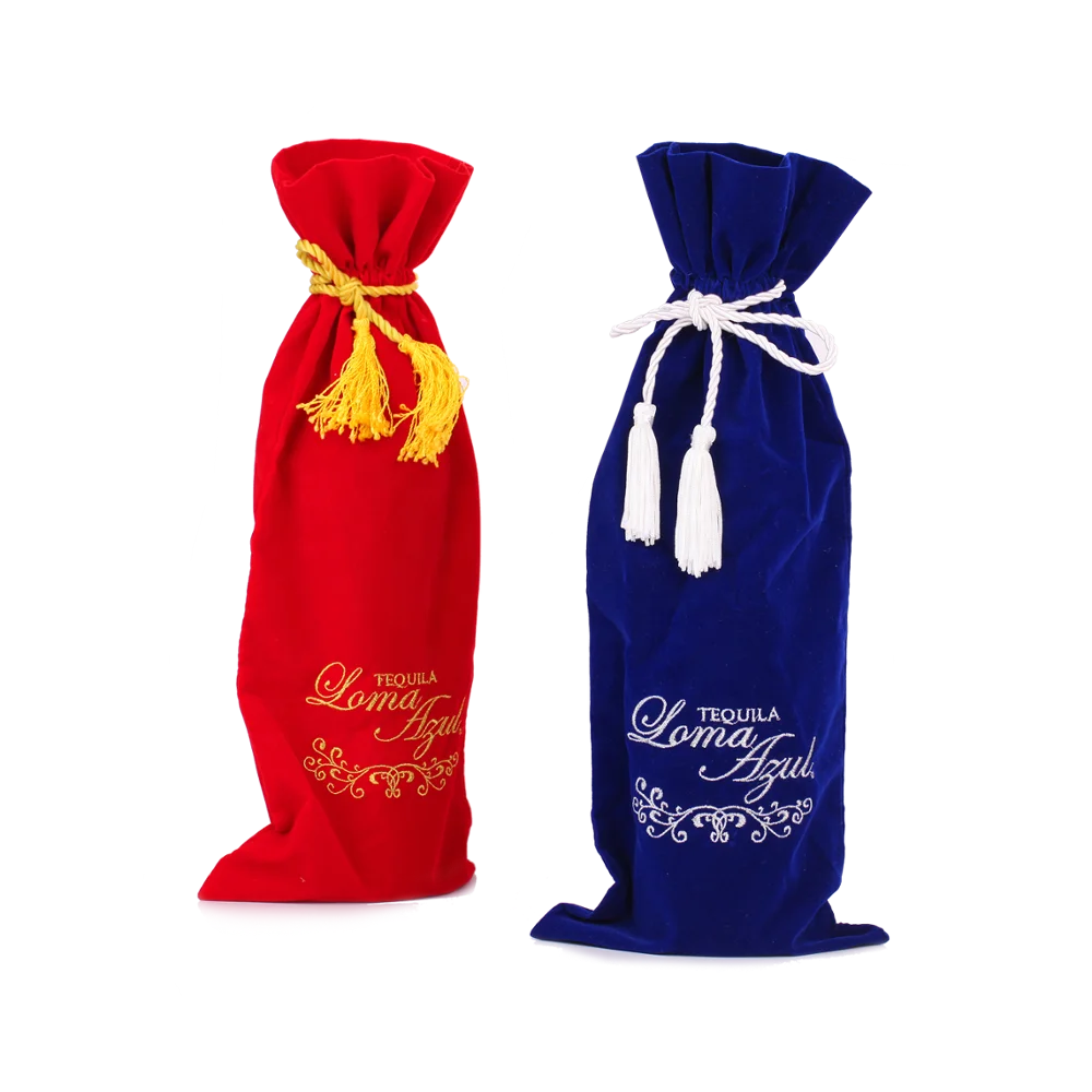 Luxury wine bottle wine velvet drawstring bag with tassel gifts packaging