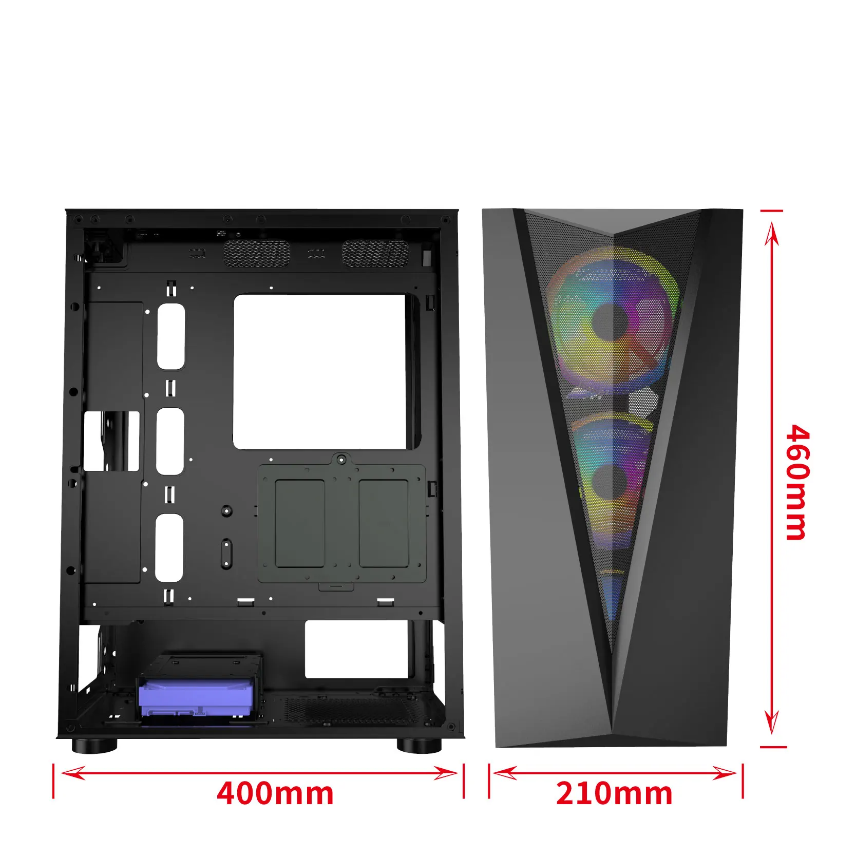Hot Selling Computer Case For Gaming ATX Full Tower PC Case Tempered Glass Gaming PC Case