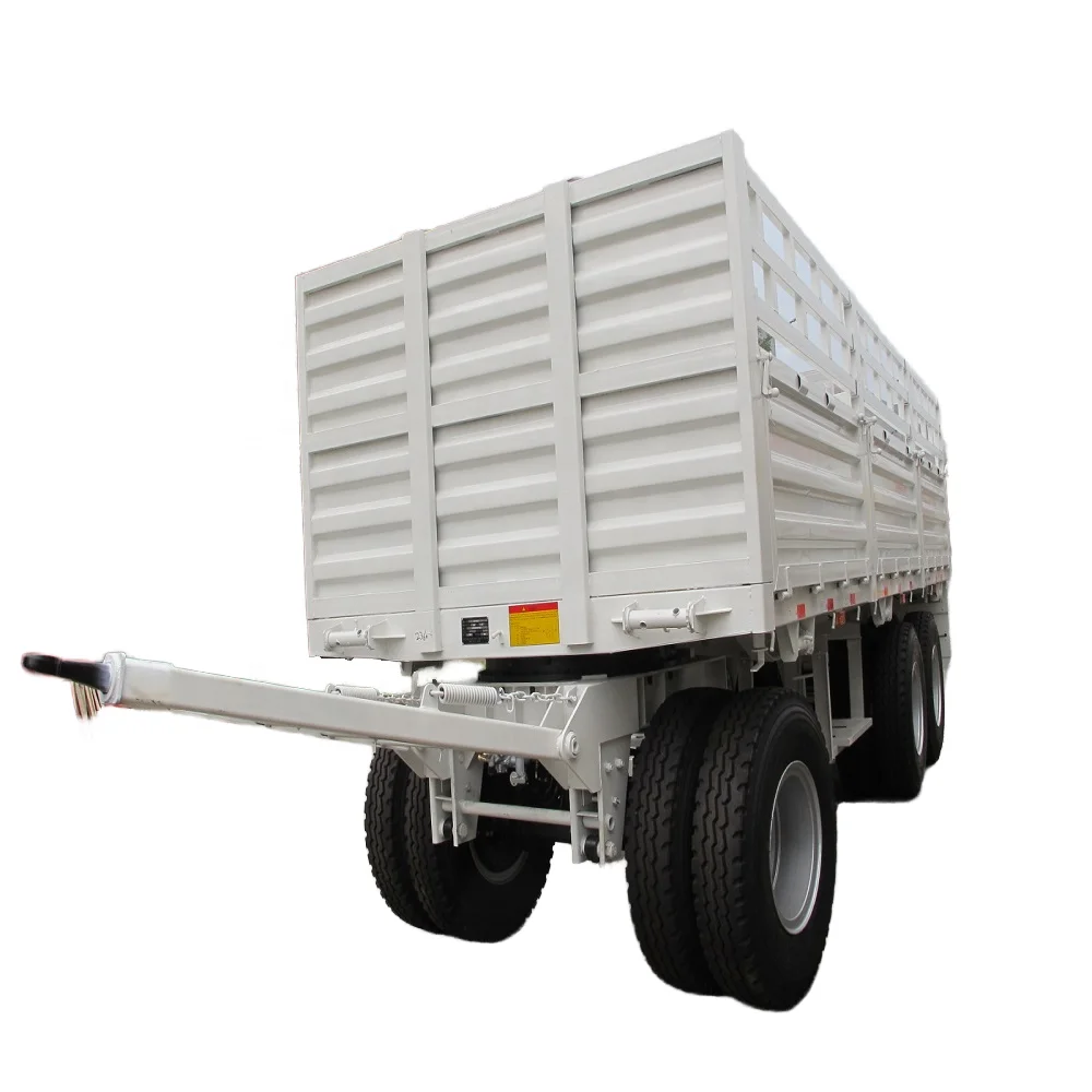 Hot selling high quality 3 Axle Draw Bar Fence Full Trailer 40-100 tons Drawbar Towing Dolly Full Truck Trailer With Fence Stake
