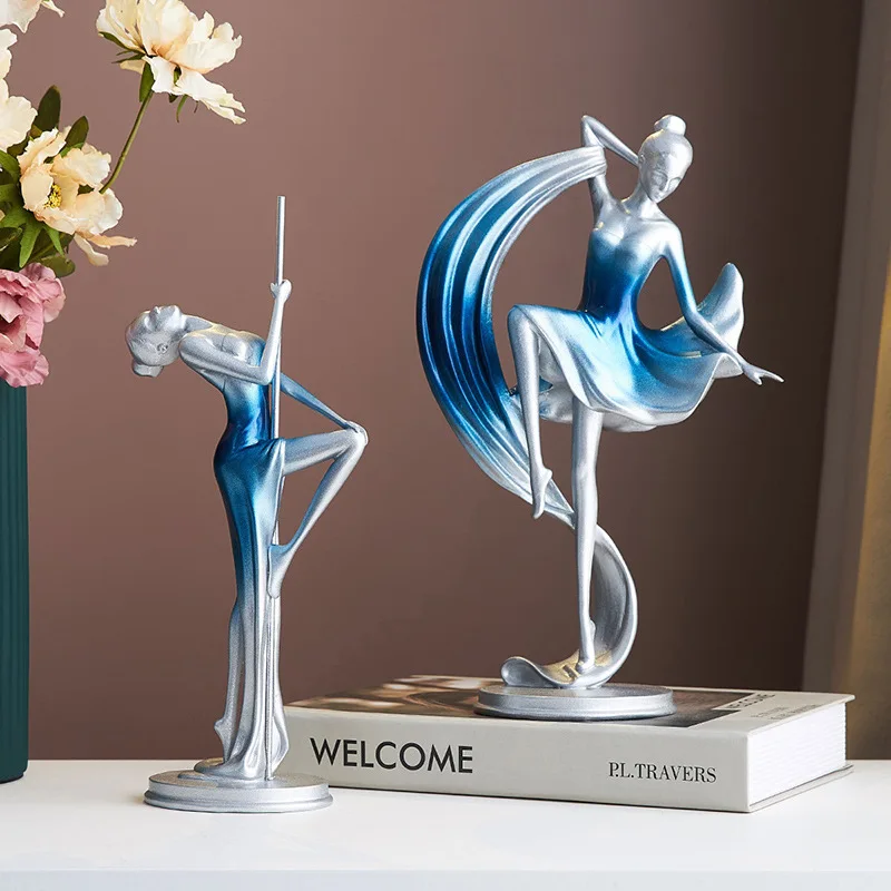 Скандинавский креативный Декор для гостиной, ремесла из смолы, абстрактное искусство, танцующая женская статуя