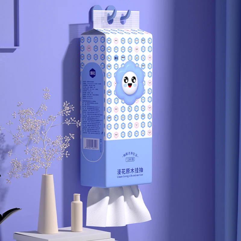 Wholesale  Wall Hanging Paper Tissue  1280 Pieces Big Size  175mm*156mm 4 Ply Toilet Paper Hanging Bag