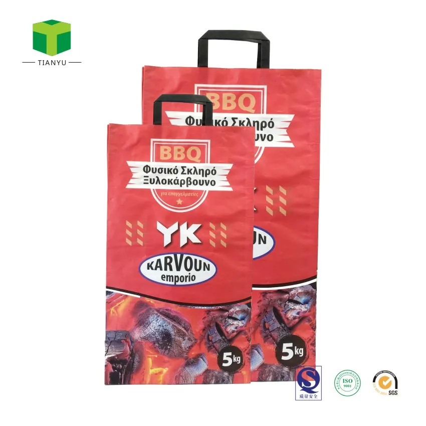 Cheap price custom polypropylene bag paper charcoal briquettes packing bag 5kg 10kg 20kg bbq lump charcoal bags