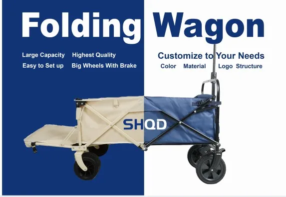New Design Folding Cart Features 2 Comfort Seat Removable and Washable High Backrest Outdoor Sofa Wagon Folding Camping Cart