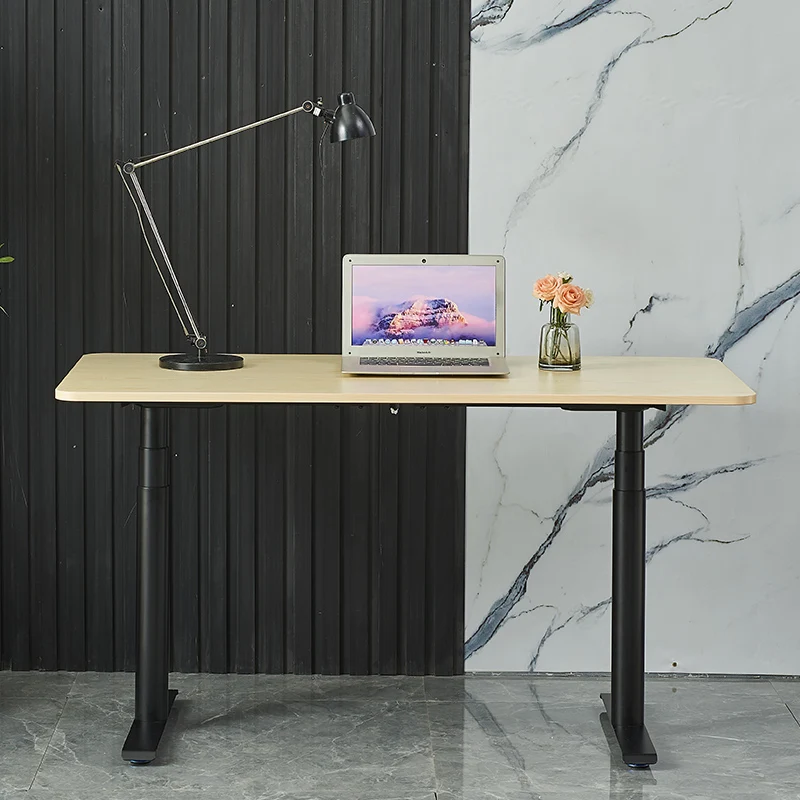 Good quality intelligent electric office table 600-1250mm round leg extendable height adjustable standing desk