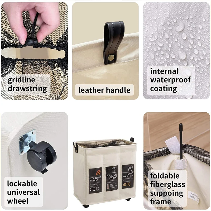 Cheap Square Collapsible Woven Double Laundry Hamper Laundry Basket Compartments On Wheels