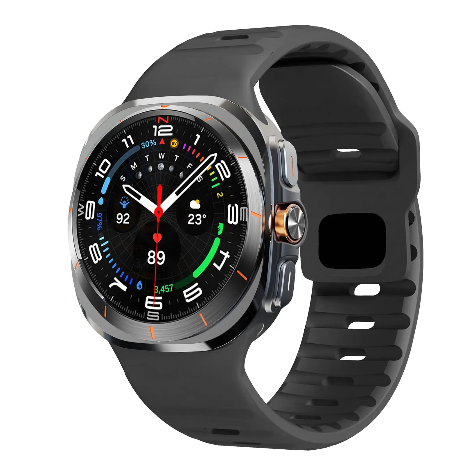 Adepoy 47mm Rugged No Gap Silicone Wristband Sport Strap Band for Samsung Galaxy Watch40/44mm