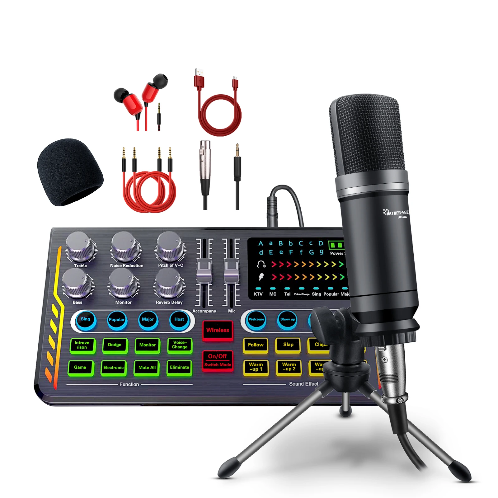 Все в одном, набор для студийной аудиосистемы с XLR конденсаторным микрофоном для прямой трансляции