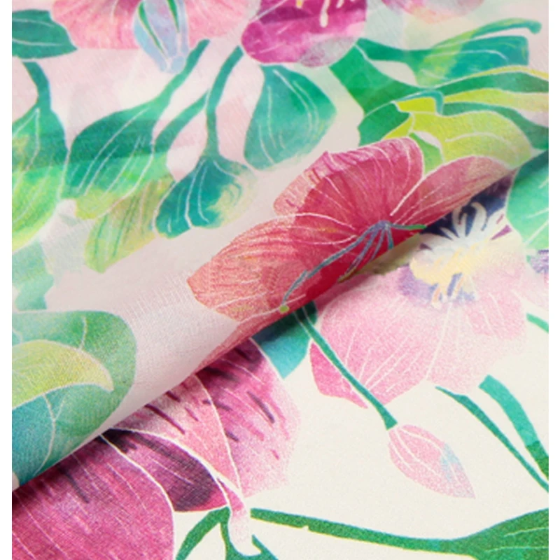 Factory wholesale birds print chiffon silk fabric customized dress chiffon silk fabric