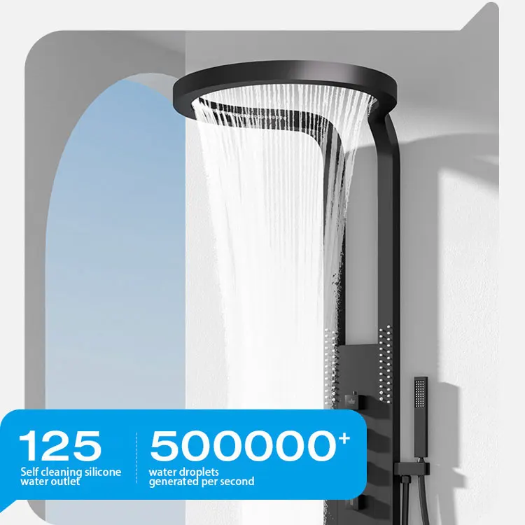 Stainless Steel Smart Rain Massage Wall Mounted Shower System Bathroom Faucet Shower Set Mixer Rainfall Taps