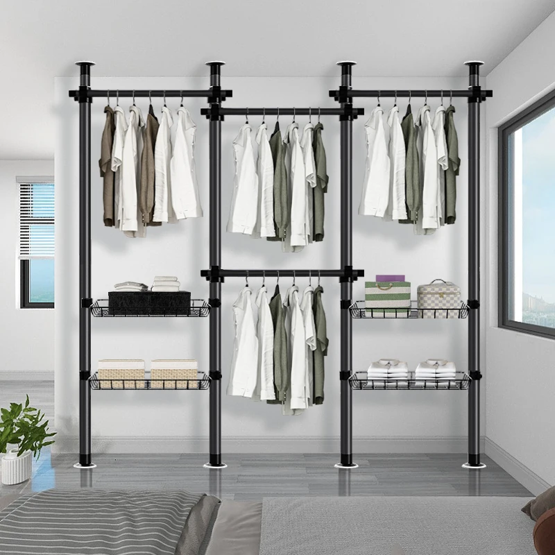 Good price factory customized simple bedroom closet carbon steel balcony folding clothes drying rack kids portable wardrobe