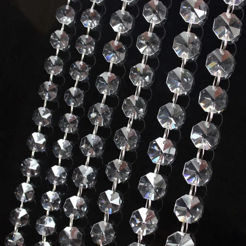 K9 Best Quality 5meter Clear Glass Octagon Beaded Garland For for wedding decoration