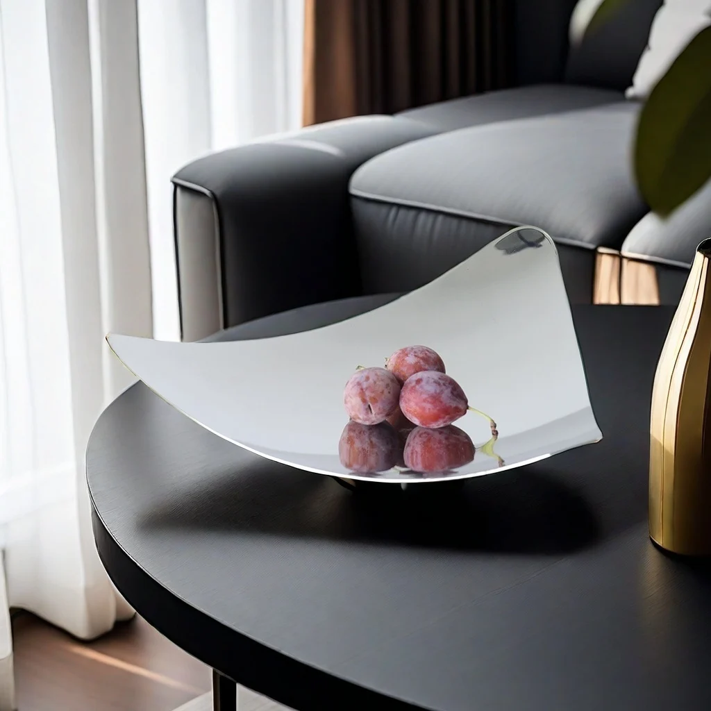 Luxury Home Decor Trays Stainless Steel Candy Platter Serving Tray for Fruit Restaurant Coffee Table Living Room Decoration