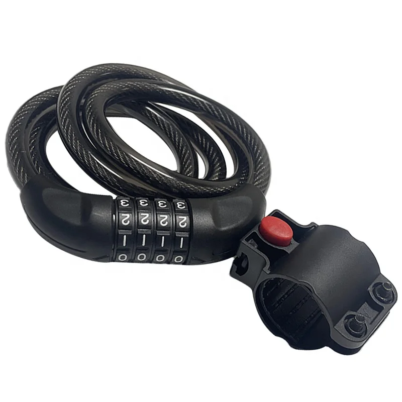 high quality safety self coil Keyless security Bicycle Cable 4 Digit Combination cable Bike Lock bicycle with Mounting Bracket