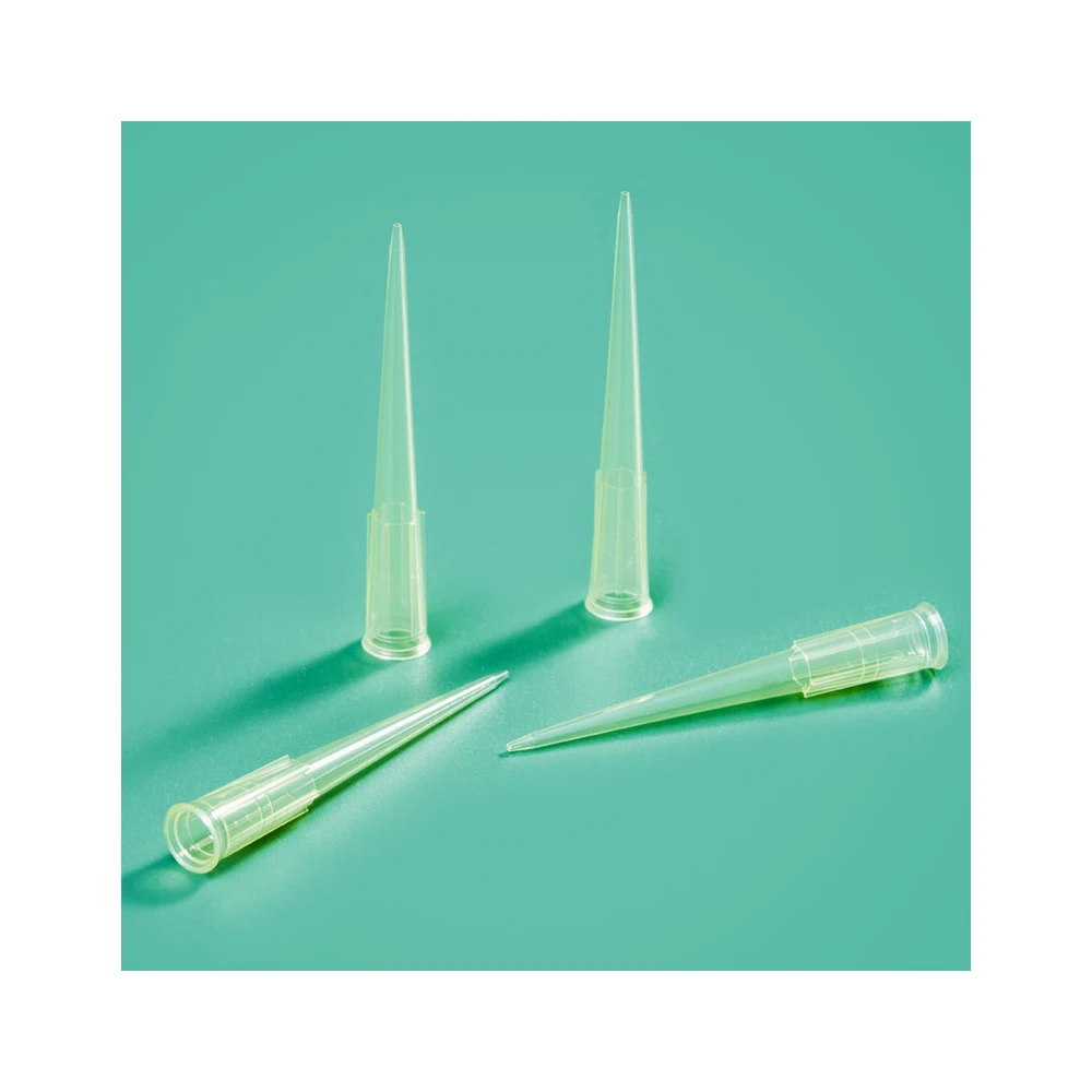 Universal yellow clear 200 microliter pipette tips