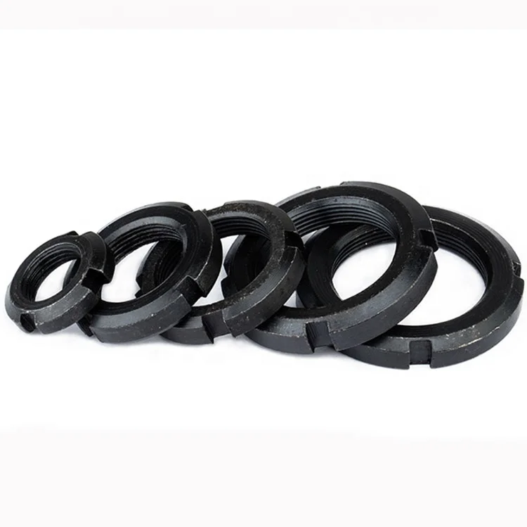 DIN981 Carbon Steel Black Oxide Locknut Locknuts Locking Round Nut Lock Din 981 Car Fastener Round Slotted Bearing Lock Nut