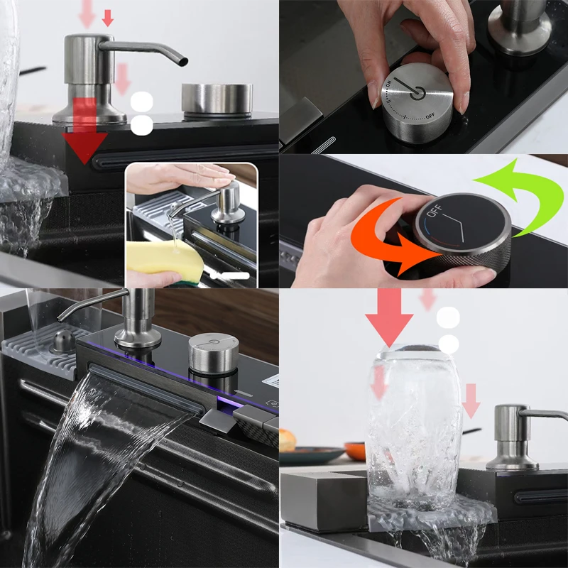 Discount Electronic Digital Kitchen Sink Touch Panel Cup Washer Kitchen Sink