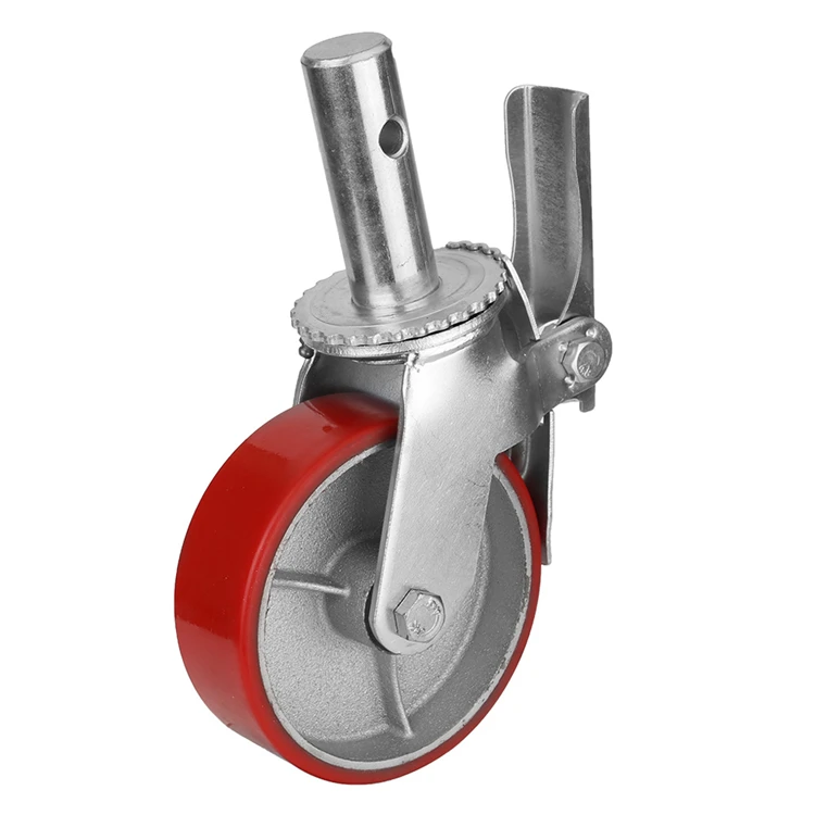 8 дюймов 360 Поворот оцинкованный кронштейн черное резиновое колесо строительных лесов