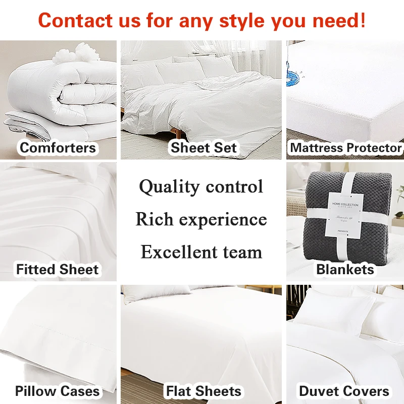 wholesale  Custom Size Thread Count White sheet Duvet Cover  Luxury 100 cotton 5 Star Hotel Bedding Set