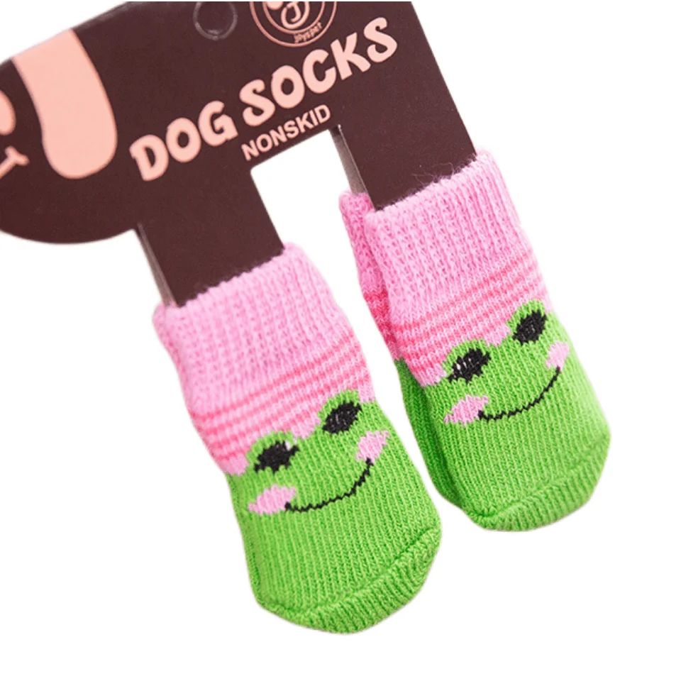 Winter Warm Anti-Slippery Washable Comfortable Polyester Green Frog Socks Shoes Footwear