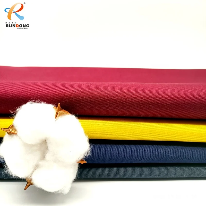 Rundong Gabardine Fabric in Keqiao Stock Lot Polyester  and  Cotton Woven Canvas Fabric for Workwear overalls