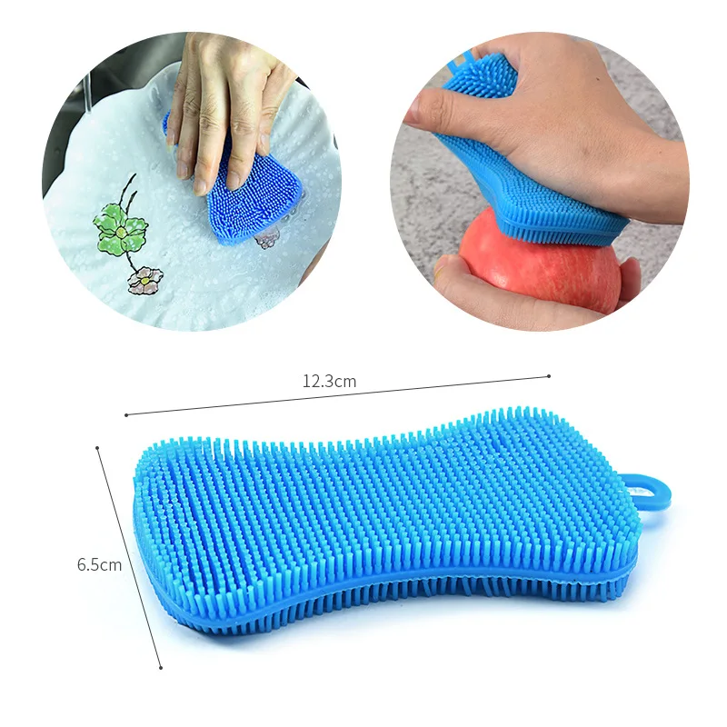 Washable Bpa Free Clean Dish Washing Scrubber Sponge Silicone Sponge Brush Sponge Kitchen Dish Scrubber