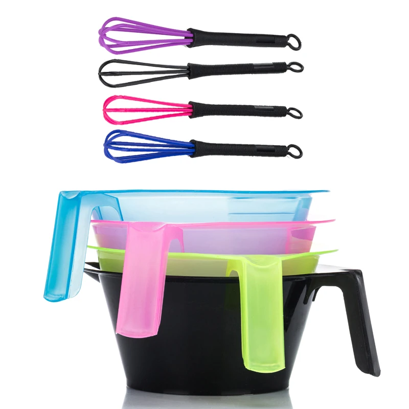Rubber inlaid bottom Hair dye bowl Dye Thick and high mixing stick 2 sets hair dressing