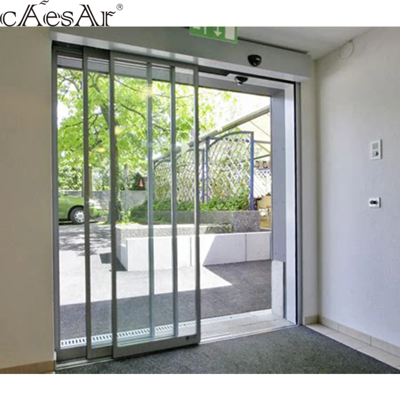 High quality glass automatic telescopic sliding door system for 3 doors