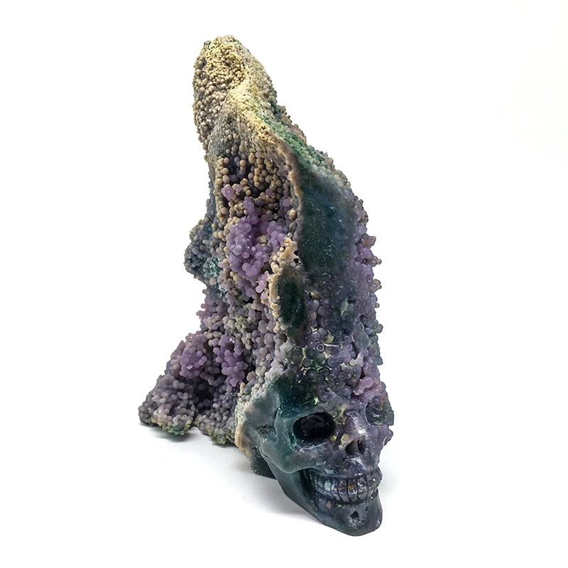 Wholesale natural Amazing Hand Carved grape agate skulls  purple crystal crafts heading crystal Skulls for decoration and sale
