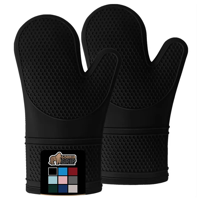 Non-slip Heat Resistant silicone oven glove Heat Resistant Silicone Oven Set Flexible Gloves for kitchen Cooking and BBQ