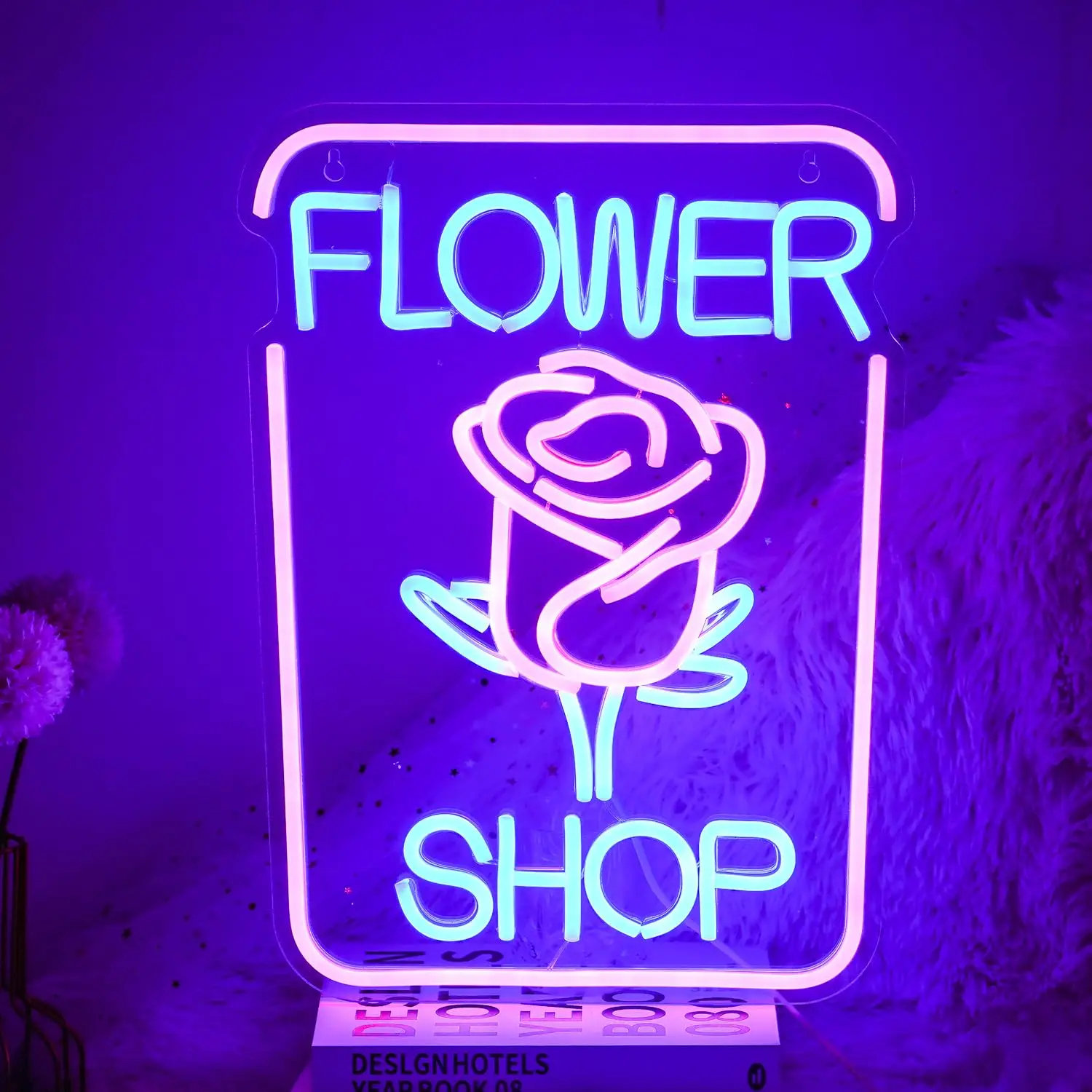 Dimmable Flower Shop Neon Sign Led Flower Neon Lights for Bedroom Wall Art Decor Usb Powered Flower Shop Birthday Party Decor