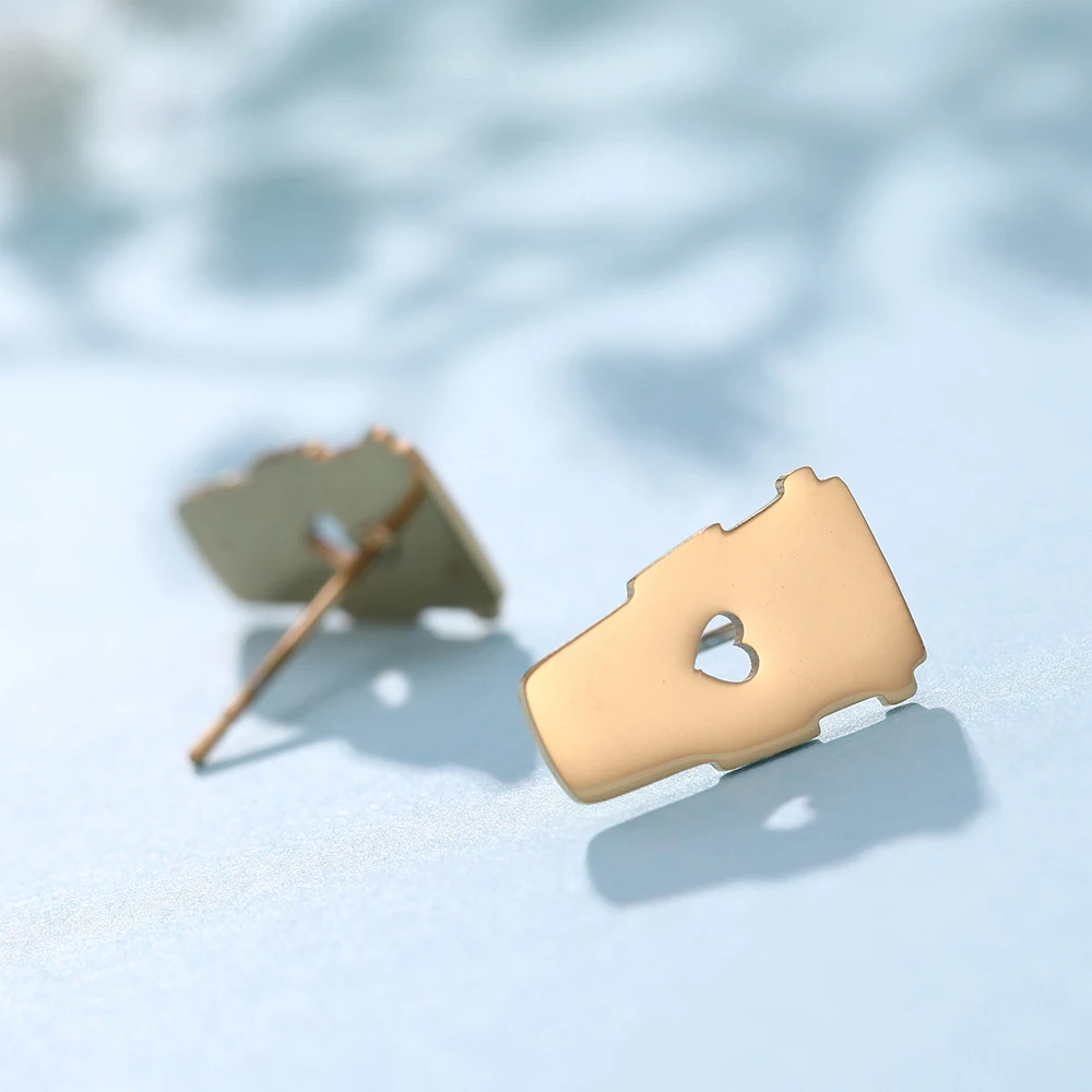 Cup Earrings Food Coffee Cup Ice Cream Stud Earrings 2021 Wholesale 316 Stainless Steel Earrings Mixed