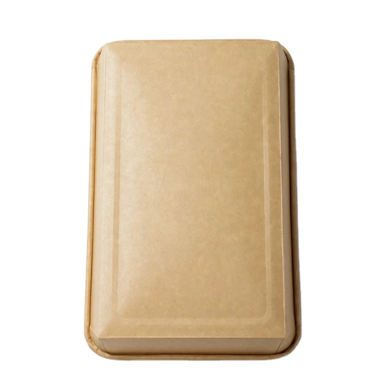 SM7-1109 коричневый здоровый материал для упаковки для пищевых продуктов, бумажные тарелка для суши пакет на вынос крафт-бумажный поднос салат Декоративные картонные коробки с крышками