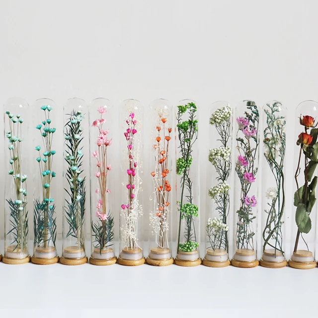 wholesale forever roses preserved real dried natural herbs and flowers in a glass dome small mini bouquet with small bottle