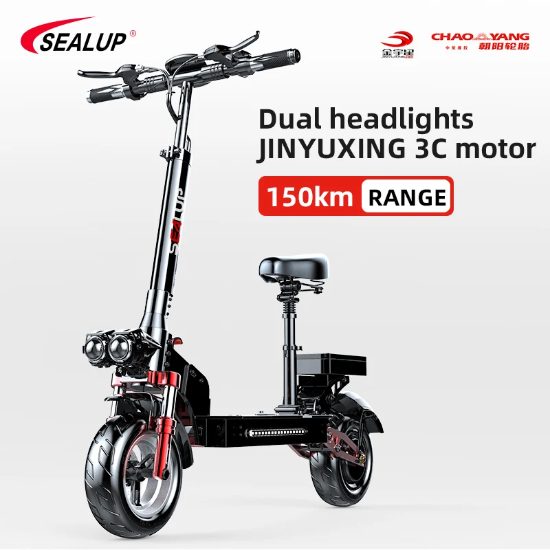 SEALUP Q25 48V 1000W SINGLE MOTOR ELECTRIC SCOOTER 150KM MAX DISTANCE DUAL LED HEADLIGHTS E SCOOTER FOLDABLE