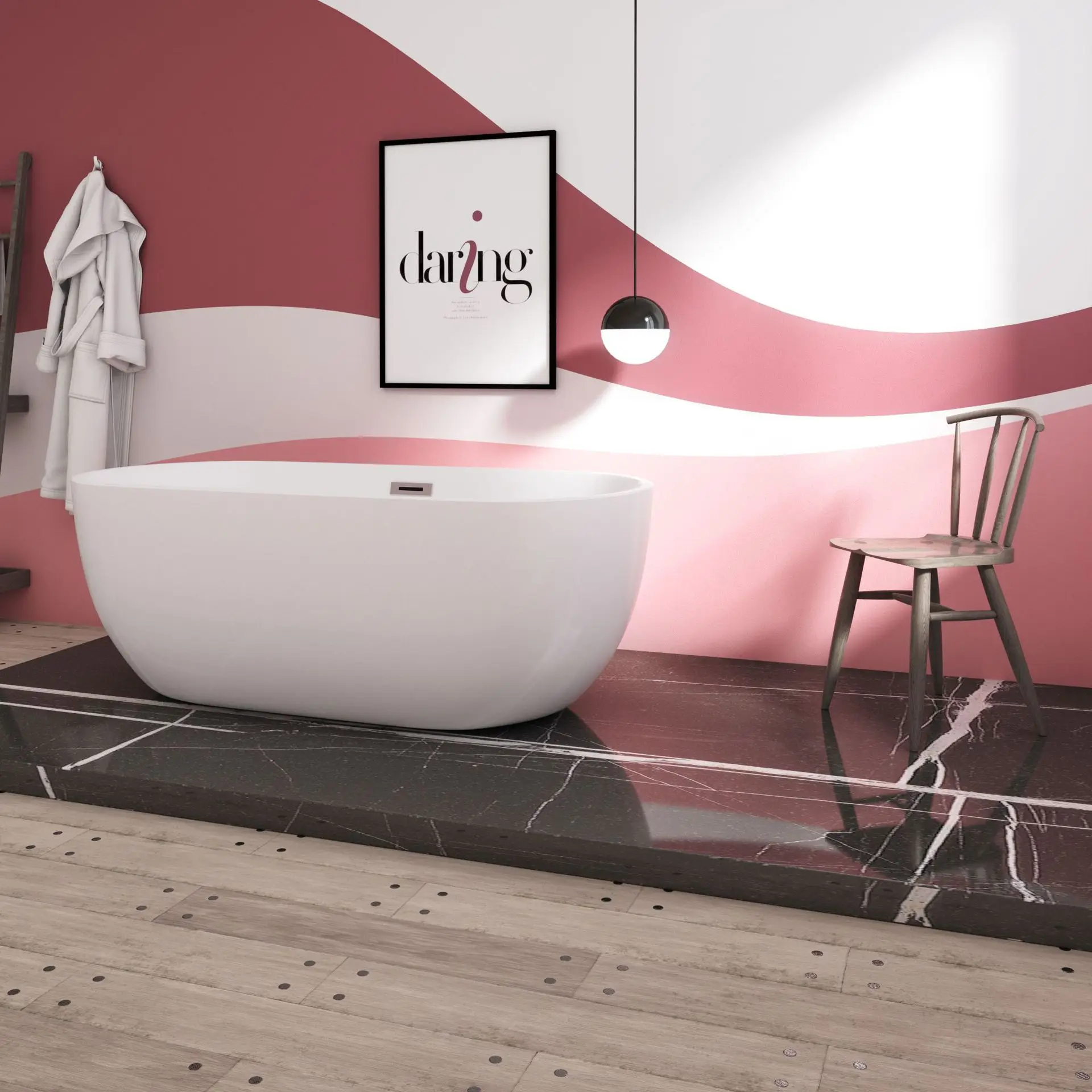 KD-B03 Guangdong Sale Popular Modern Freestanding Acrylic Bathtub Shiny White Color Oval Shape Shower Tub without Faucet Holes