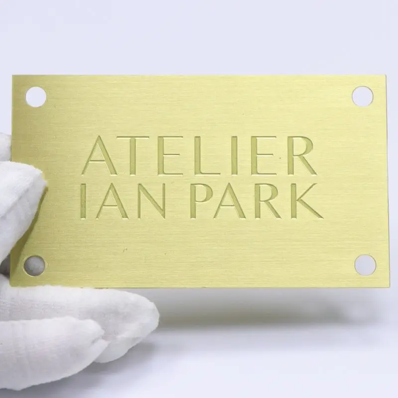 custom Metal Blank Nameplate Aluminium Brushed Engraved Logo Nameplate antique metal nameplates with holes