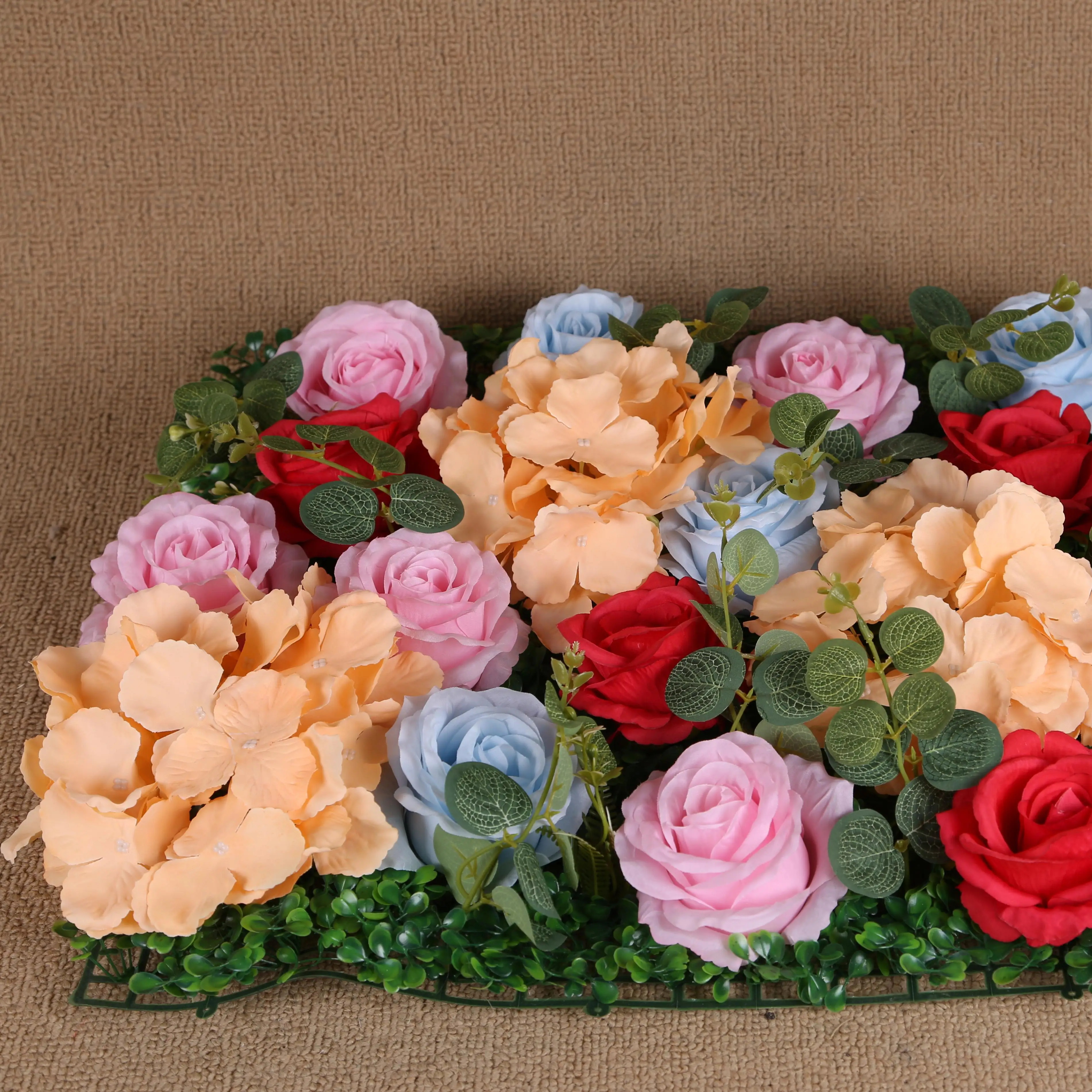 Promotional Wholesale Perfect Non-fading And Anti-aging Durable Artificial Rose Flower Wall Floral Backdrop