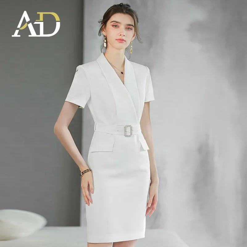 French style elegant  high-end slim fit bouffant custom fashion slit dress for Fat women outsources professional manufacturer