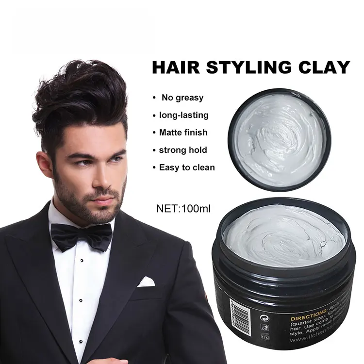 Private label hair styling products mens grooming clay matte finish pomade extra hold long-lasting water soluble barbershop