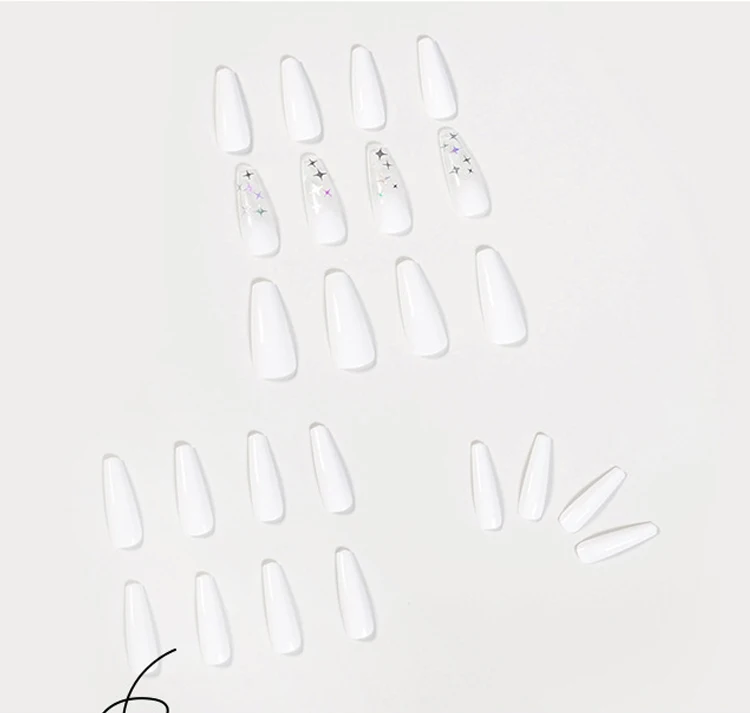 
Nail Art Tips 24 pieces/box Full Cover Ballet Press On Nails Color False Strips Pre-Designs Pink Butterfly Coffin Nails 