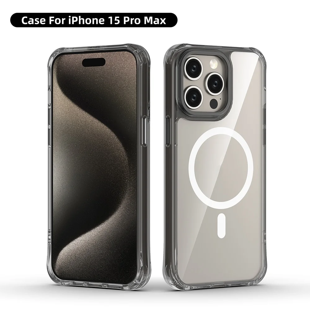 Tpu pc wireless charging clear phone case for iPhone 14 back cover shockproof magnetic phone case for iPhone 12 13 14 pro
