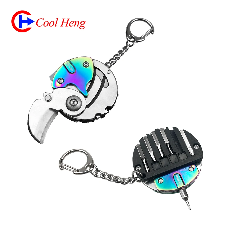 
Wholesale Portable Multifunction Key Pendant EDC Tool Outdoor Survival Mini Pocket Coin knife with screwdriver 