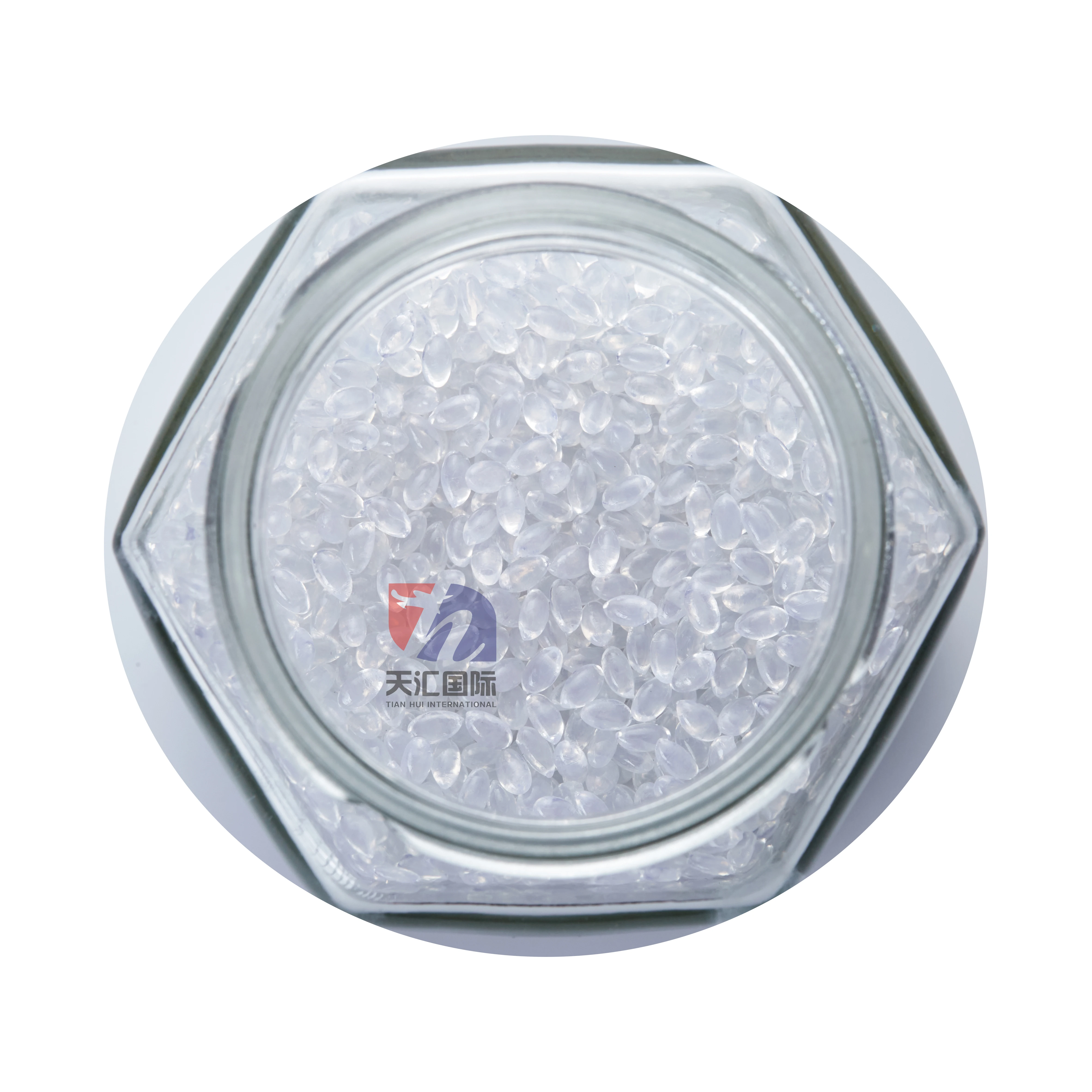 Fully transparent white hot melt adhesive colloidal particle for packaging products film-coated products metals and plastic