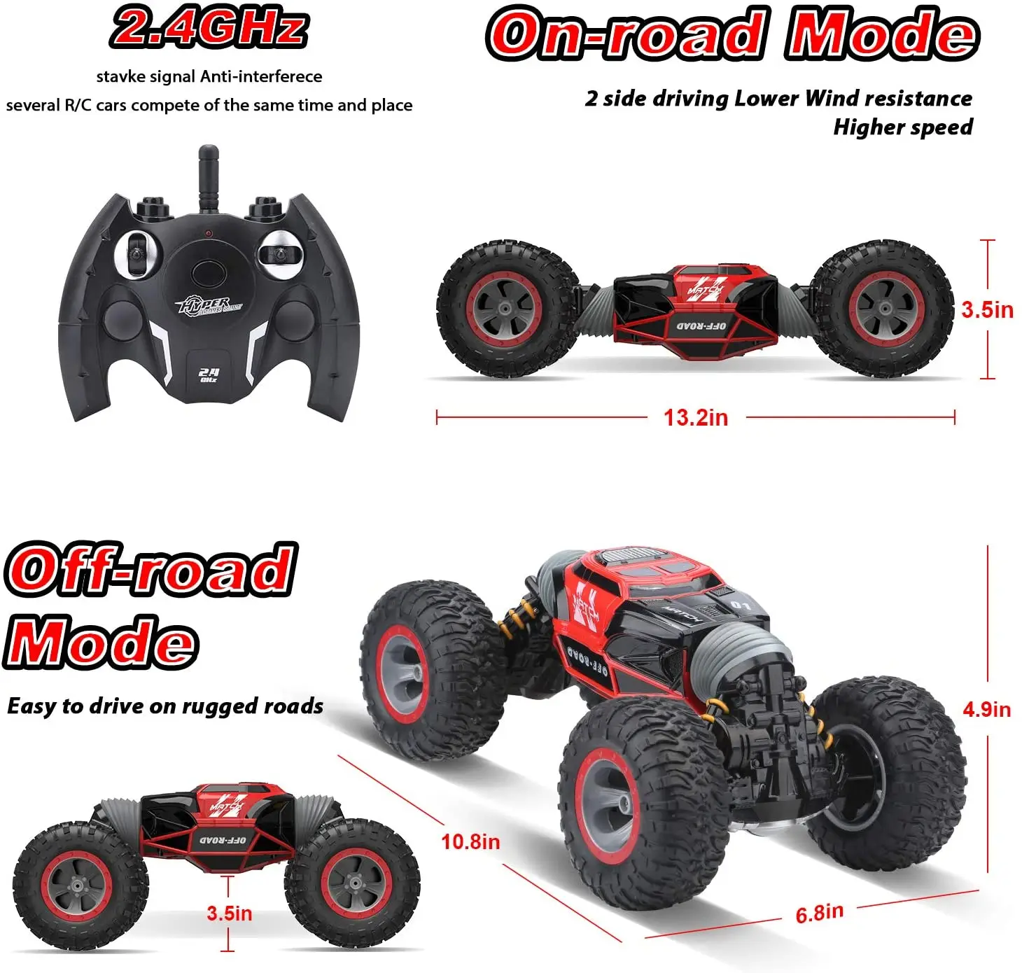 Perfect Rc Cars Hobby Kids Radio Control Toys 1:8 High Speed Remote Control Climbing Car Big Size Off-road  Rc Car Carros Rc