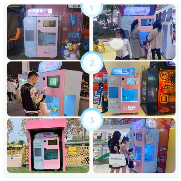 Intelligent Cotton Candy Flower Floss coin operate Vending Making Machine with 22 Languages for Choose Smarter