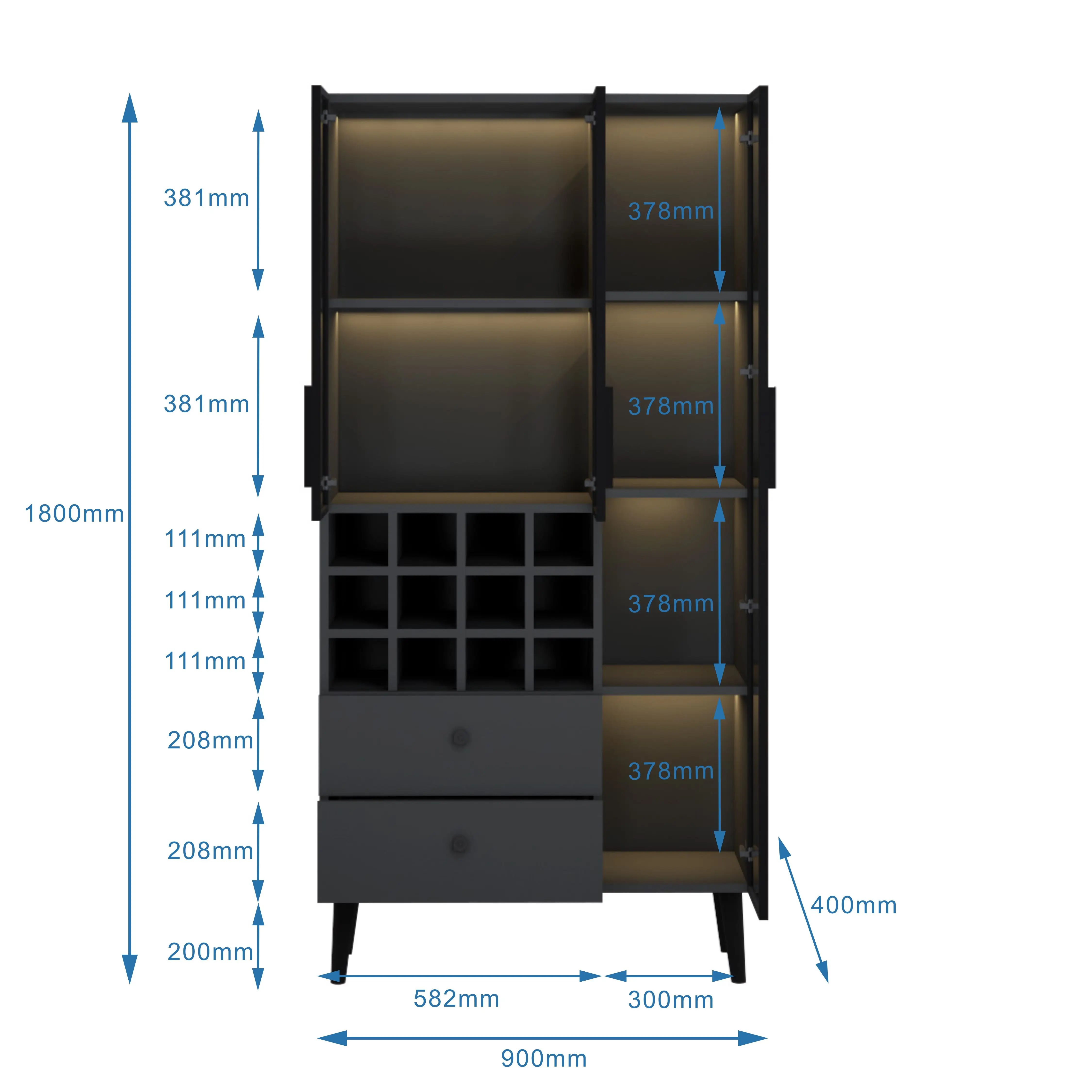 Factory Modern Luxury Living Room Furniture Wine Cellars Waterproof Aluminum bar Storage Cabinet Cocktail Glass Wine Cabinet