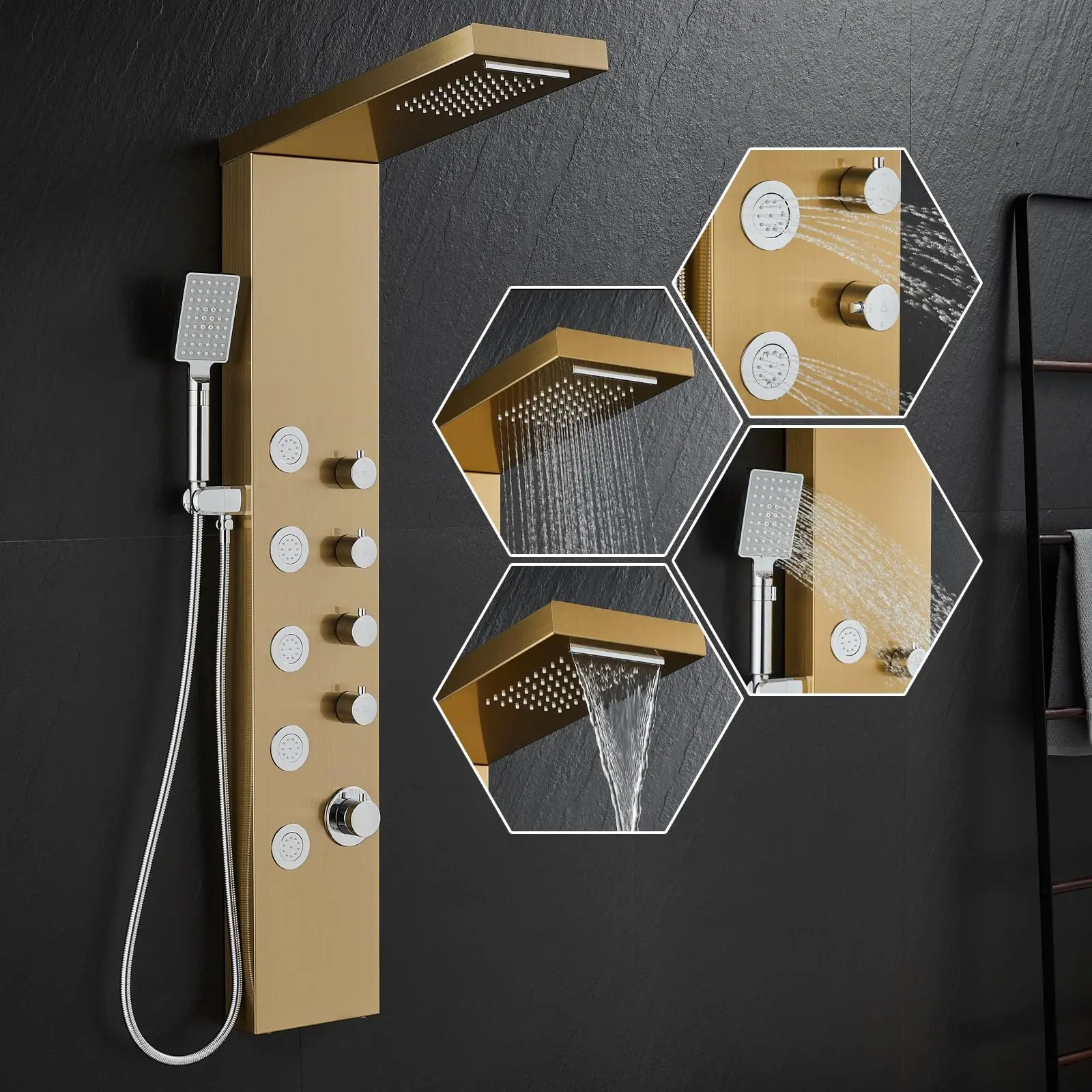 gold led water faucet shower faucet with led lights