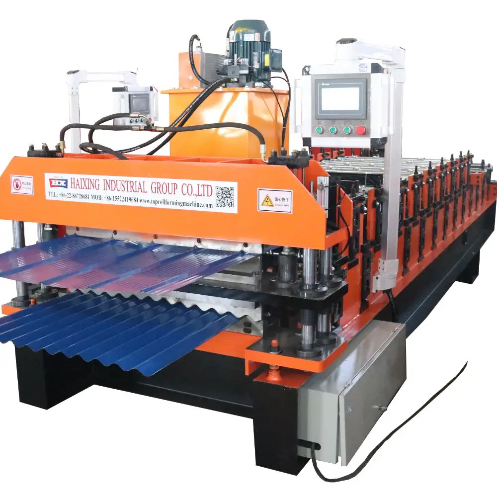 Steel Tile Making Machinery Automatic Roof Tile Sheet IBR Q-tile Making Machine Double Layer  Roof Sheets Roll Forming Machine