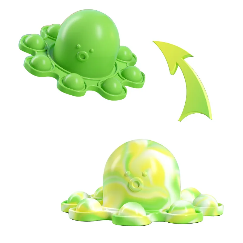 
2021 amazon new educational sensory mini finger toys Turns inside out octopus fidget toys for kids with keychain 