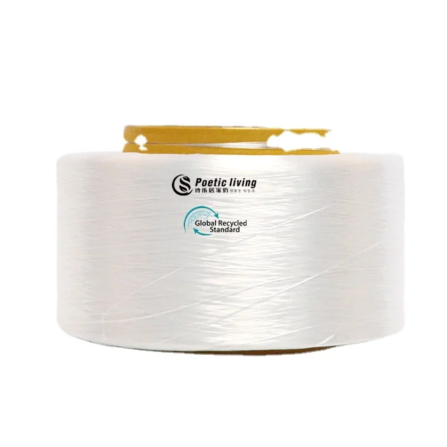 high quality semi dull FDY raw white recycled polyester filament yarn with GRS certificate and TC